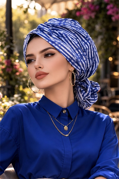 Kot Mavi Çizgili Tokalı Bone