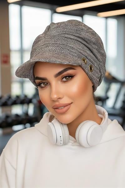 Kot Mavi Metal Detaylı Tesettür Şapka Bone