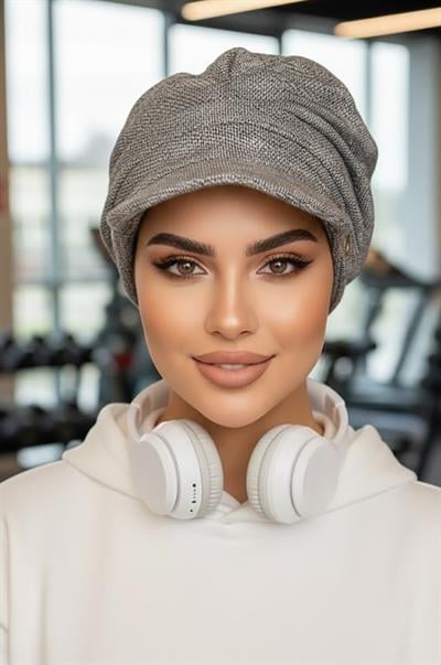 Kot Mavi Metal Detaylı Tesettür Şapka Bone