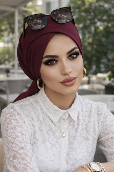 Koyu Bordo Hazır Çapraz Bone