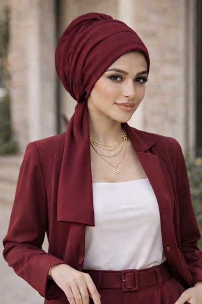 Koyu Bordo Krinkıl Atkılı Bone