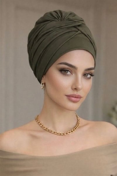 Koyu Haki Burgu Detaylı Bone