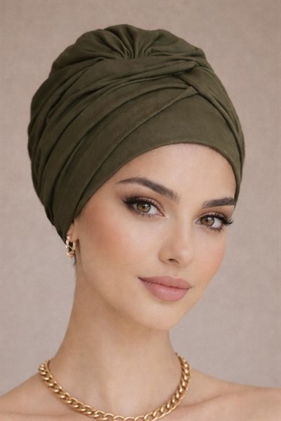 Koyu Haki Burgu Detaylı Bone