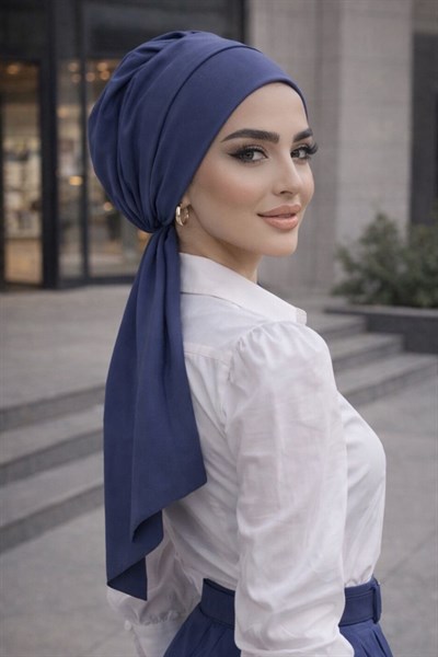 Koyu İndigo Atkılı Bone