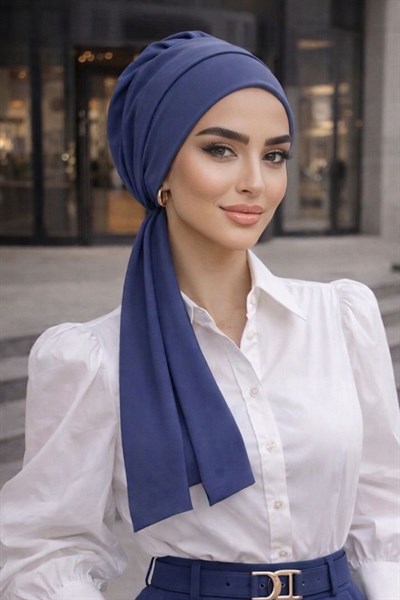 Koyu İndigo Atkılı Bone