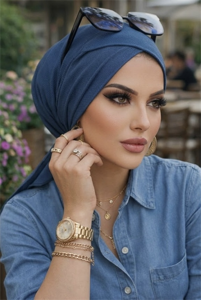 Koyu İndigo Çapraz Bone