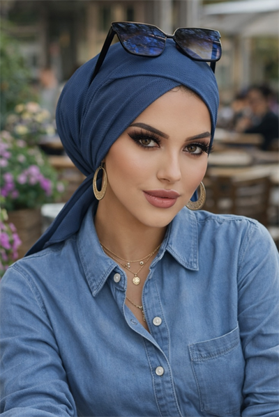 Koyu İndigo Çapraz Bone