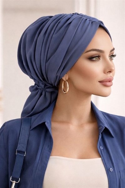 Koyu İndigo Tokalı Bone