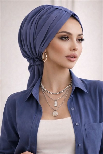 Koyu İndigo Tokalı Bone