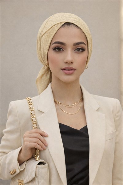 Koyu Krem Ajurlu Çapraz Bone