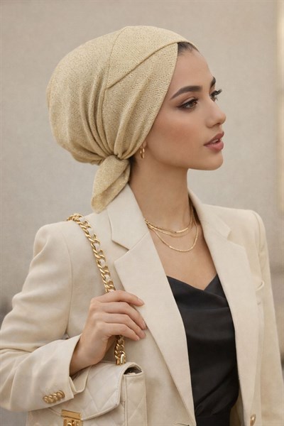 Koyu Krem Ajurlu Çapraz Bone