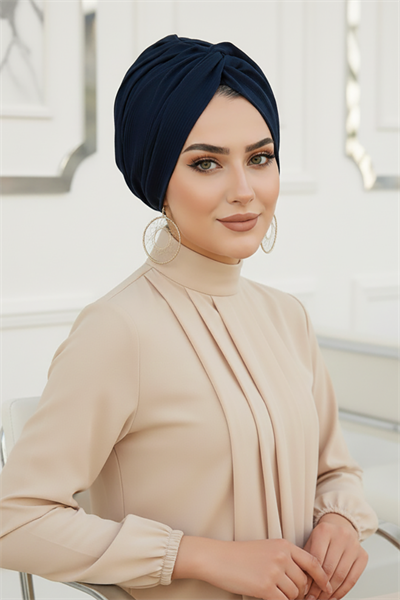 Koyu Lacivert Hazır Burgu Düğüm Bone