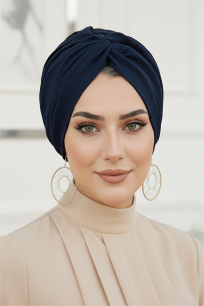 Koyu Lacivert Hazır Burgu Düğüm Bone