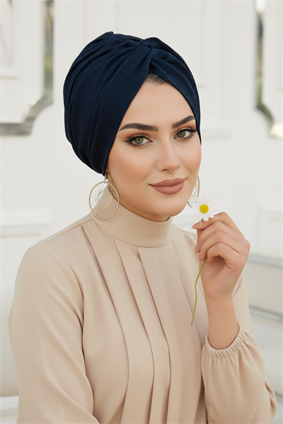 Koyu Lacivert Hazır Burgu Düğüm Bone