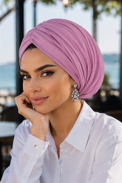 Koyu Pembe Çift Katlı Drapeli Salaş Bone