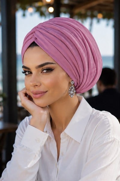 Koyu Pembe Çift Katlı Drapeli Salaş Bone