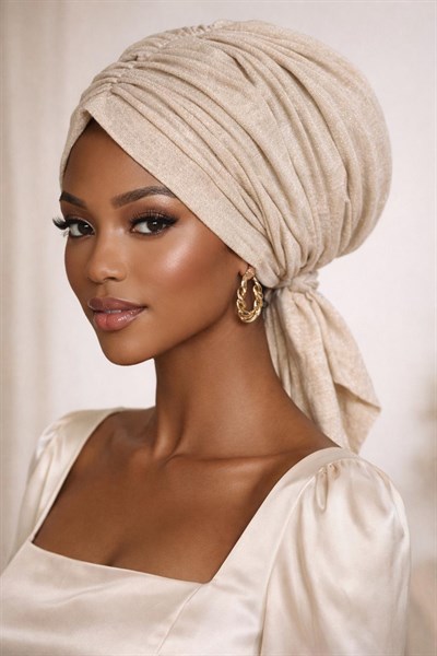 Krem Işıltılı Tokalı Bone