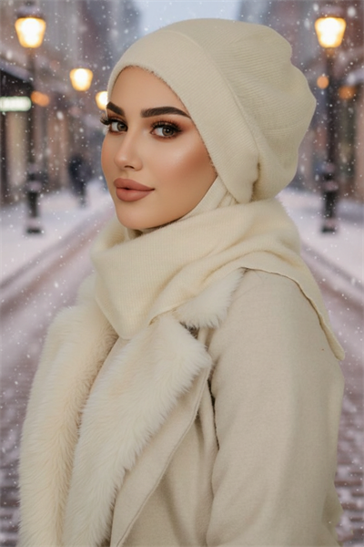 Krem Yumoş Tesettür Bere