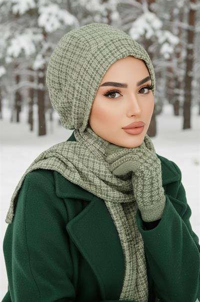 Kuşkonmaz Yeşil Tesettür Bere