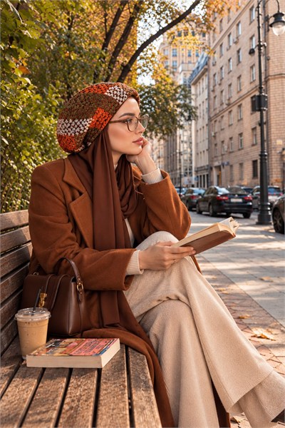 Taba Kahverengi Şallı Salaş Bere