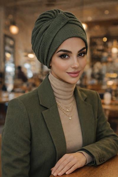 Haki Burgu Bantlı Hazır Bone