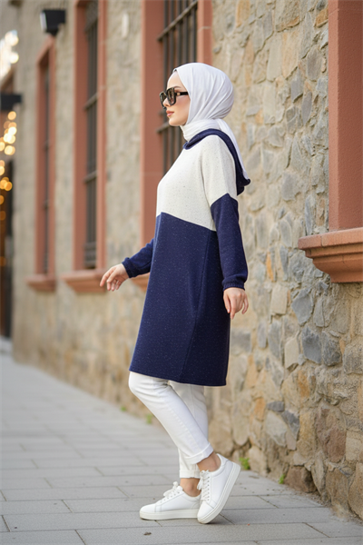 Lacivert Beyaz Spor sweat - 10200