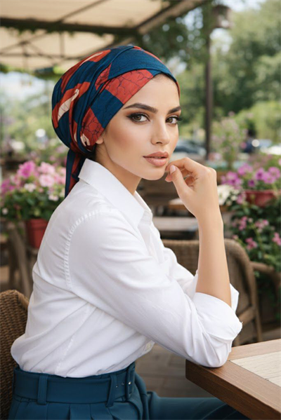 Lacivert Bordo Desen Çapraz Bone