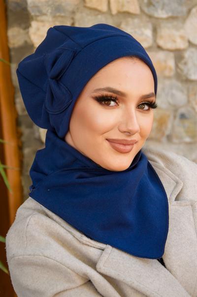 Lacivert Fiyonklu Tesettür Bere Ve Etol Takım