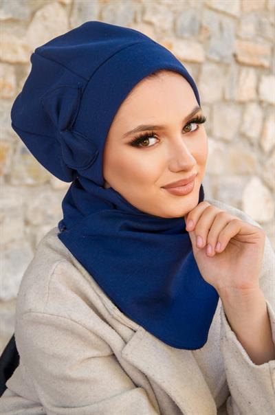 Lacivert Fiyonklu Tesettür Bere Ve Etol Takım
