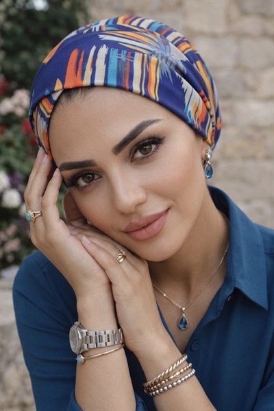 Lacivert Suluboya Desen Çapraz Bone