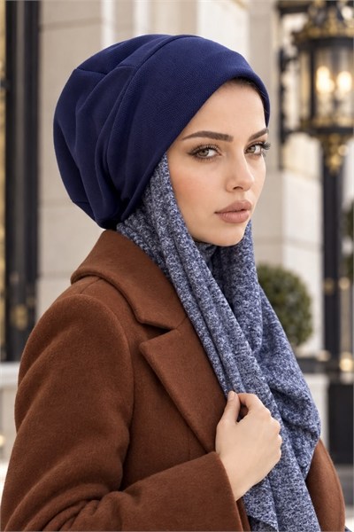 Lacivert Yumoş Şallı Bere