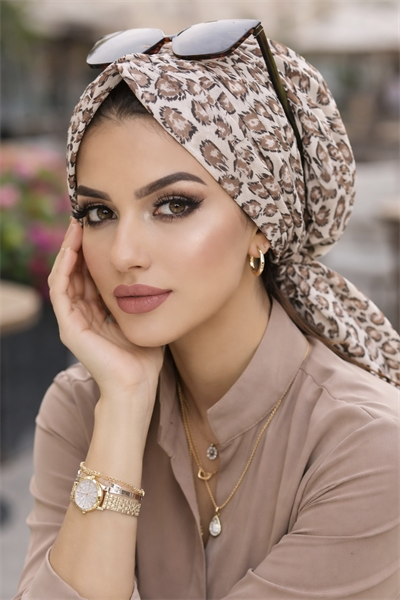 Leopar Desenli Tokalı Bone