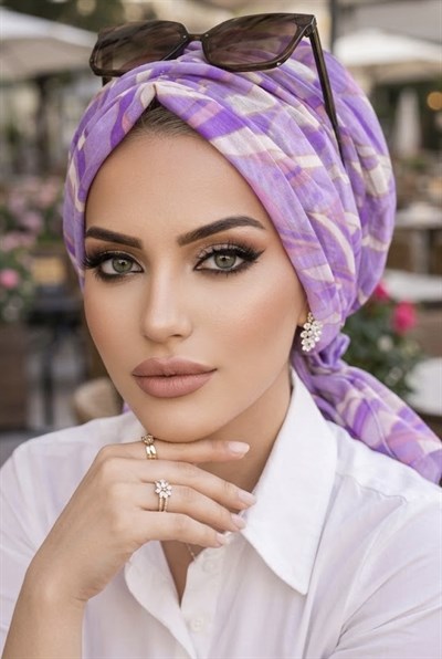 Leylak Geometrik Desen Tokalı Bone