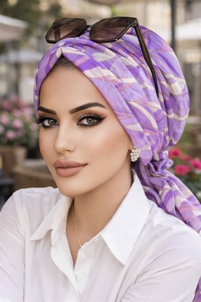 Leylak Geometrik Desen Tokalı Bone