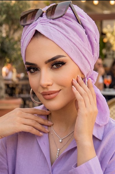 Lila Ponpon Tokalı Bone