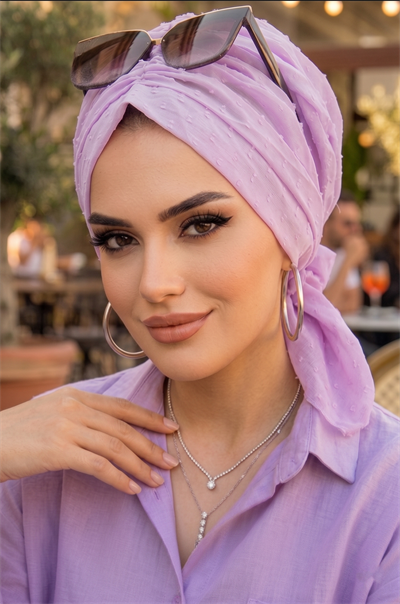 Lila Ponpon Tokalı Bone