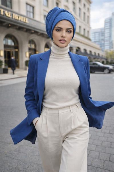 Mavi Burgu Detaylı Bone