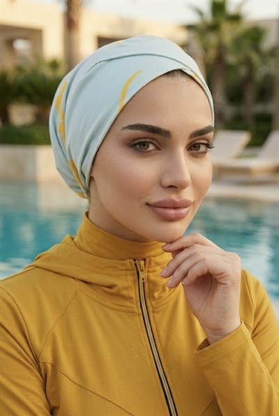 Mavi Hardal Desen Çapraz Havuz - Deniz Bonesi