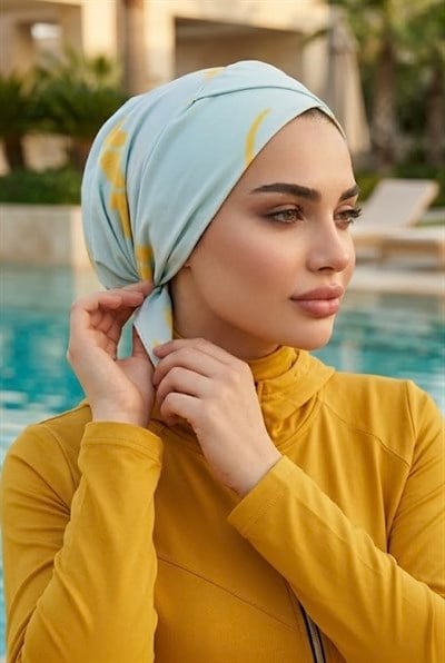 Mavi Hardal Desen Çapraz Havuz - Deniz Bonesi