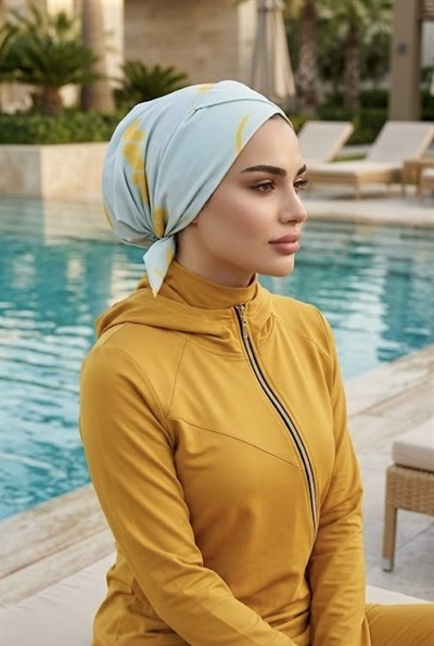 Mavi Hardal Desen Çapraz Havuz - Deniz Bonesi