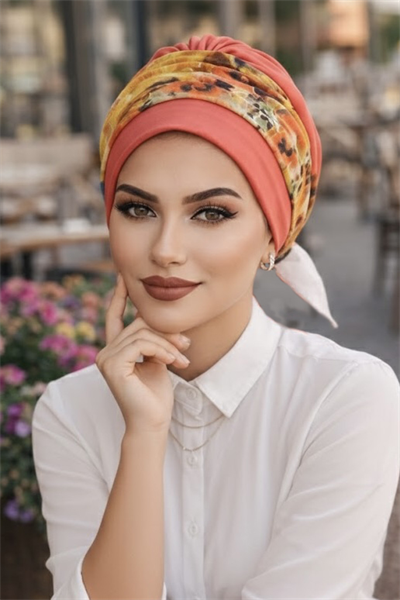 Mercan Turuncu Bantlı Hazır Bone