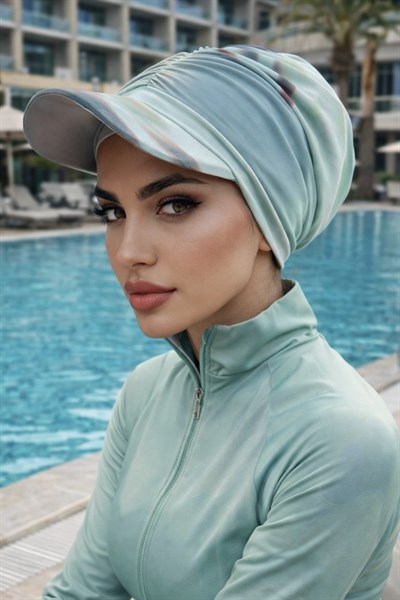 Mint Degrade Havuz - Deniz Şapkası / Mayo Üstüne Kullanılabilir