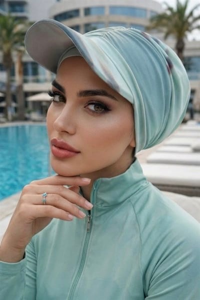 Mint Degrade Havuz - Deniz Şapkası / Mayo Üstüne Kullanılabilir