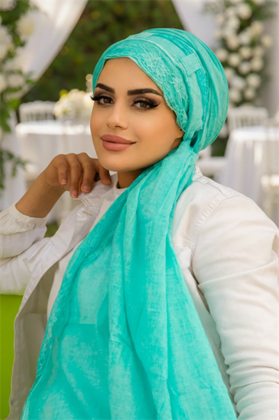 Mint Pamuk Biritli Şal