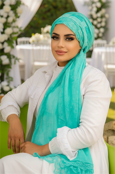 Mint Pamuk Biritli Şal