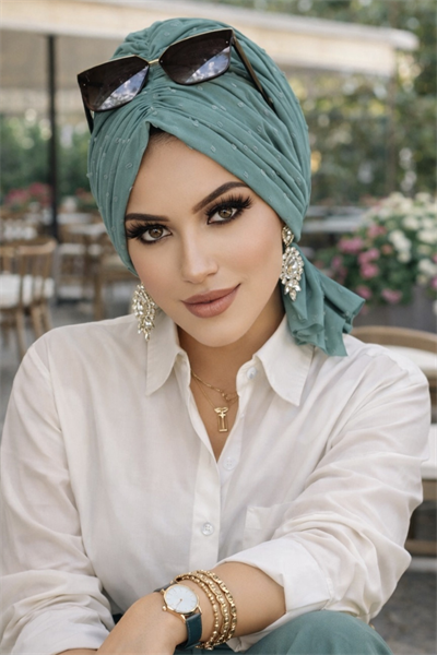 Mint Ponpon Tokalı Bone