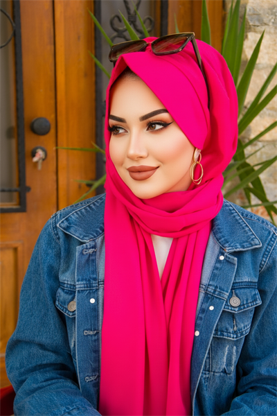 Fuşya Şapkalı Şal