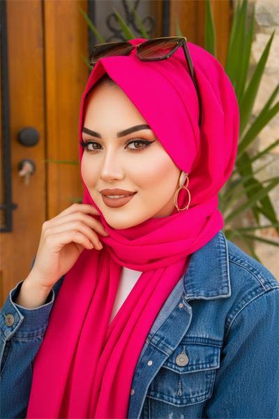 Fuşya Şapkalı Şal