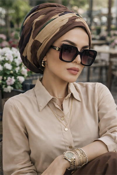 OUTLET- Kamuflaj Desen Piliseli Tokalı Bone