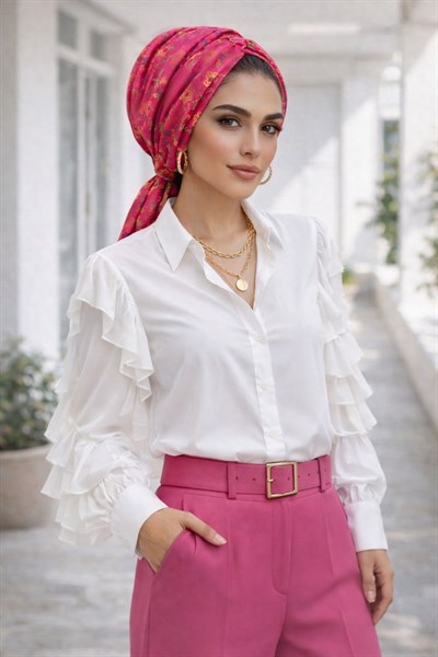 Pembe Çiçek Desen Tokalı Bone